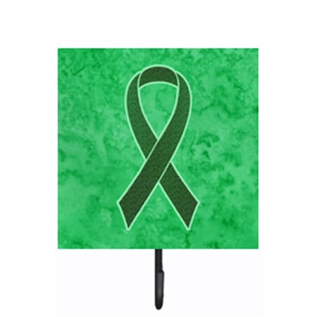 Jensendistributionservices 4.25 W x 7 H In. Emerald Green Ribbon for Liver Cancer Awareness Leash or Key Holder MI1716455